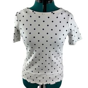 Talbots Polka Dot T-Shirt with Scallop Bottom- size XS